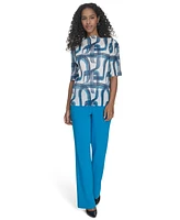 Calvin Klein Women's Printed Mesh Blouse