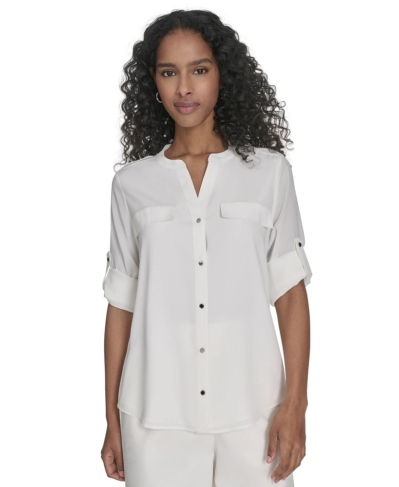 Calvin Klein Women's Roll-Tab Blouse