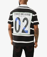 True Religion Men's Short Sleeve Striped Crest Polo Shirt