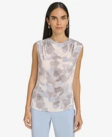 Calvin Klein Petite Draped-Neck Sleeveless Top