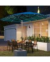 Outsunny 15ft Patio Umbrella Solar Lights UPF50+ Outdoor