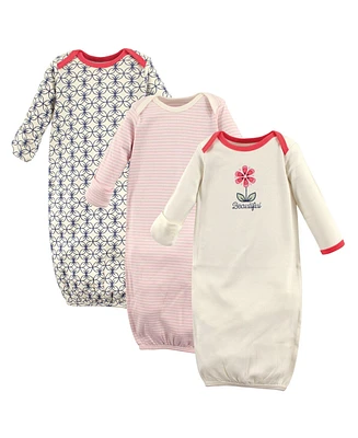 Touched by Nature Baby Boys Organic Cotton Long-Sleeve Gowns 3pk, Hedgehog, 0-6 Months