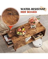 Wlive Coffee Table for Living Room,Wood Coffee Table with Storage,Mid-Century Modern Coffee Table with Drawer,Living Room Table for Home Office,Rustic