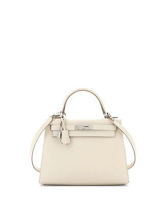Pre-Owned Hermes Kelly 28 Handbag Light Epsom with Palladium Hardware