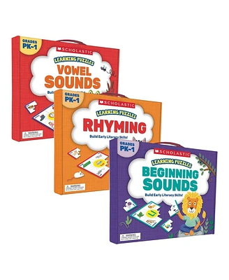 Scholastic Beginning To Read Puzzle Set with Vowels, Rhyming, and Sounds - Set of 3