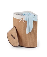 Bamboo Laundry Hamper Basket with Lid and Removable Liner Bag