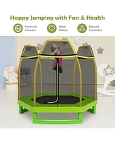 7 Ft Trampoline for Kids, Heavy Duty Steel Frame Small Mini Toddler Trampoline, Great Gifts for Boys Girls, Outdoor Indoor Kids Trampoline with Net, f