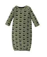 Luvable Friends Baby Boys Cotton Gowns, Happy Camper, Preemie/Newborn