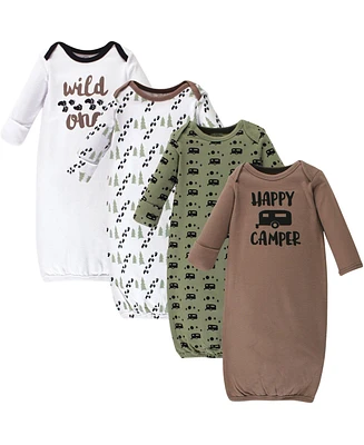 Luvable Friends Baby Boys Cotton Gowns, Happy Camper, Preemie/Newborn