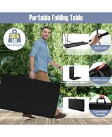 8 ft Portable Folding Table 350 Lbs Fold-in-Half Table with Hdpe Tabletop