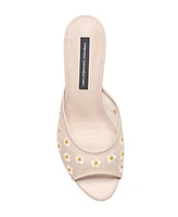 French Connection Nancy Mesh Embroidered Kitten Heel