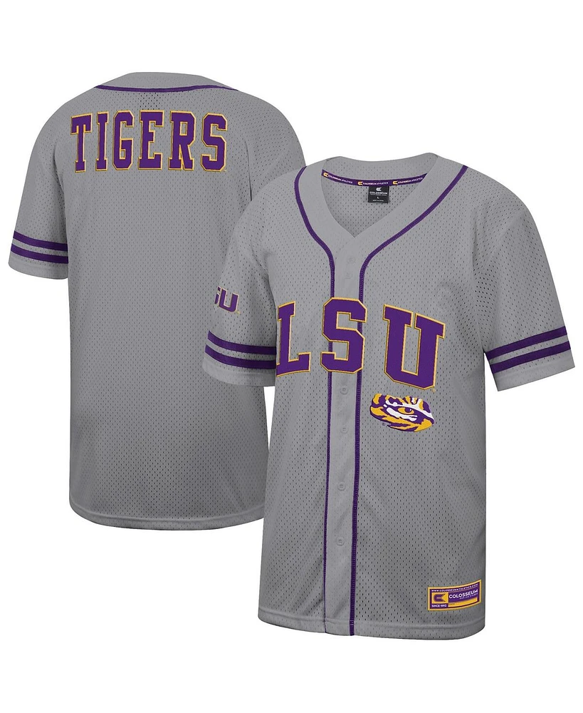 Colosseum Men's Gray Lsu Tigers Free Spirited Baseball Jersey