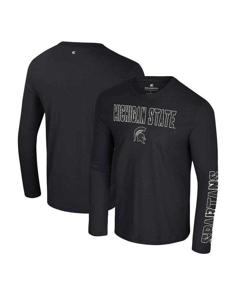 Colosseum Men's Black Michigan State Spartans Color Pop Active Blend 2-Hit Long Sleeve T-Shirt