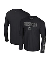 Colosseum Men's Black Michigan State Spartans Color Pop Active Blend 2-Hit Long Sleeve T-Shirt