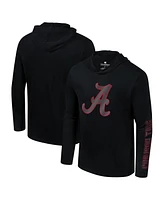 Colosseum Men's Black Alabama Crimson Tide Color Pop Active Blend 2-Hit Long Sleeve Hooded T-Shirt