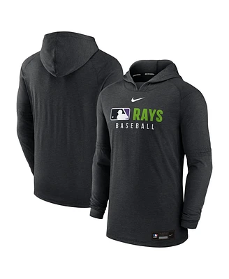 Nike Men's Heather Black Tampa Bay Rays Authentic Collection Tri-Blend Performance Pullover Hoodie