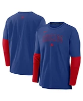 Nike Men's Royal/Red Chicago Cubs Authentic Collection Lightweight Player Tri-Blend Performance Pullover Sweatshirt