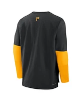 Nike Men's Black/Gold Pittsburgh Pirates Authentic Collection Lightweight Player Tri-Blend Performance Pullover Sweatshirt