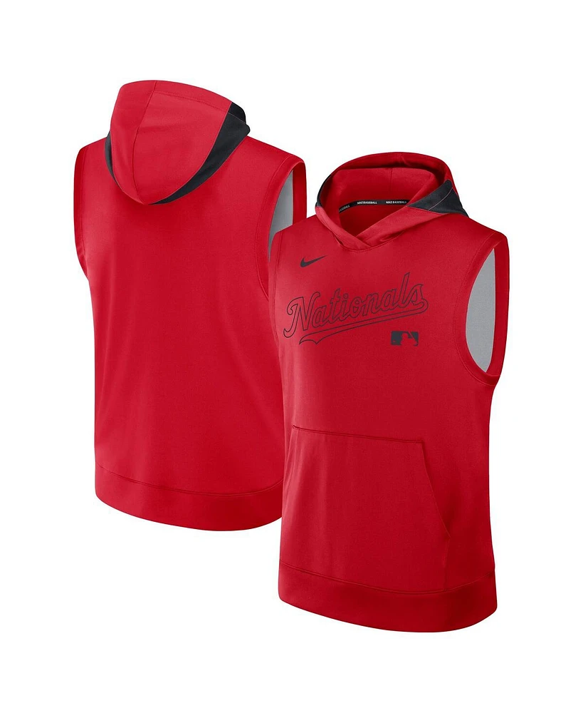 Nike Men's Red Washington Nationals Authentic Collection Performance Sleeveless Pullover Hoodie