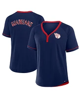 Fanatics Women's Navy Cleveland Guardians League Diva Star Raglan V-Neck T-Shirt