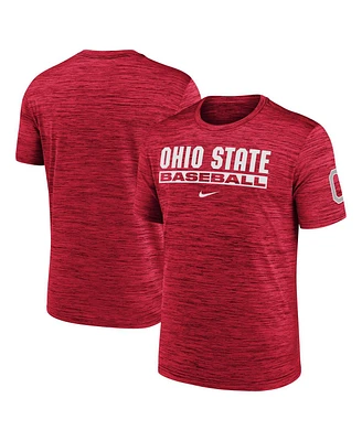 Nike Men's Scarlet Ohio State Buckeyes Velocity Baseball Wordmark Stack Performance T-Shirt