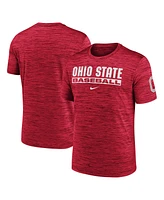 Nike Men's Scarlet Ohio State Buckeyes Velocity Baseball Wordmark Stack Performance T-Shirt