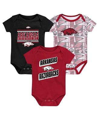 Outerstuff Newborn Cardinal Arkansas Razorbacks Sunday Comics Bodysuit 3-Pack