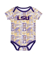 Outerstuff Newborn Purple Lsu Tigers Sunday Comics Bodysuit 3-Pack