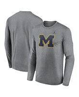 Jordan Men's Heather Gray Michigan Wolverines Prime TimePrimary Legend Long Sleeve T-Shirt