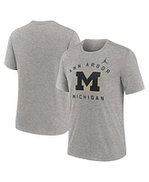 Jordan Men's Heather Gray Michigan Wolverines Campus Primary Location Tri-Blend T-Shirt