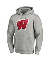Fanatics Men's Gray Wisconsin Badgers Primary Logo Pullover Hoodie