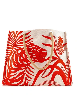 Pre-Owned Hermes Tigre A L'Ananas Beach Bag Printed Toile