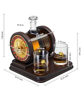 The Wine Savant Casino Roulette Whiskey Decanter with Dice Whiskey Glasses, Set of 3
