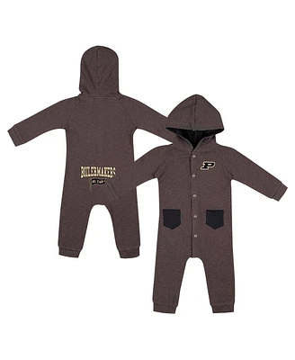 Colosseum Baby Boys and Girls Charcoal Purdue Boilermakers Zando-Zan Waffle Full-Snap Hooded Romper