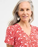 Style & Co Women's Printed Cotton Gauze V-Neck Midi Dress, Exclusively at Macy's