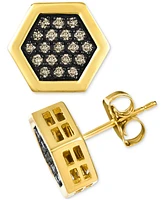 Le Vian Chocolatier Men's Chocolate Diamond Hexagon Cluster Stud Earrings (1/3 ct. t.w.) in 14k Gold