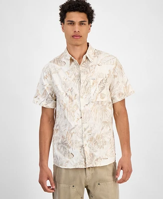 Guess Men's Embro Printed Short-Sleeve Button Shirt