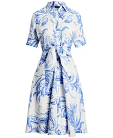 Lauren Ralph Women's Paisley Tie-Front Linen Shirtdress