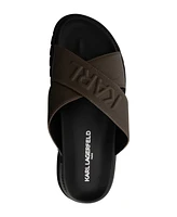 Karl Lagerfeld Paris Men's Tumbled Leather Criss Cross Sandal