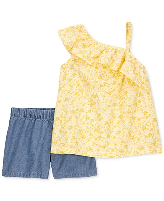 Carter's Toddler Girls Cotton Floral Top & Shorts, 2 Piece Set