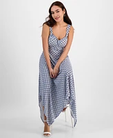 Jamie & Layla Petite Printed Knot-Strap Shark-Bite Maxi Dress
