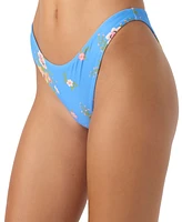 O'Neill Juniors' Printed High-Cut Bikini Bottoms