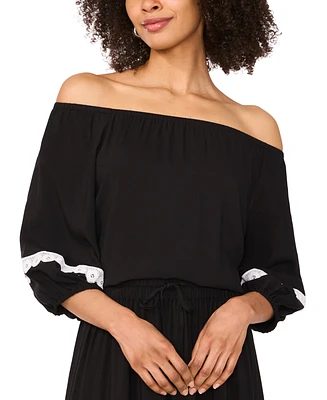 Sam & Jess Women's Lace-Trim Off-The-Shoulder Top