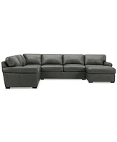 Radley Roll Arm 139" -Pc. Leather Square Corner Chaise Sectional
