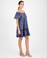 Robbie Bee Women's Square-Neck Short-Sleeve Shift Dress