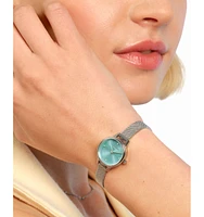 Olivia Burton Women's Mini Classic Silver Tone Stainless Steel Mesh Bracelet Watch, 23mm