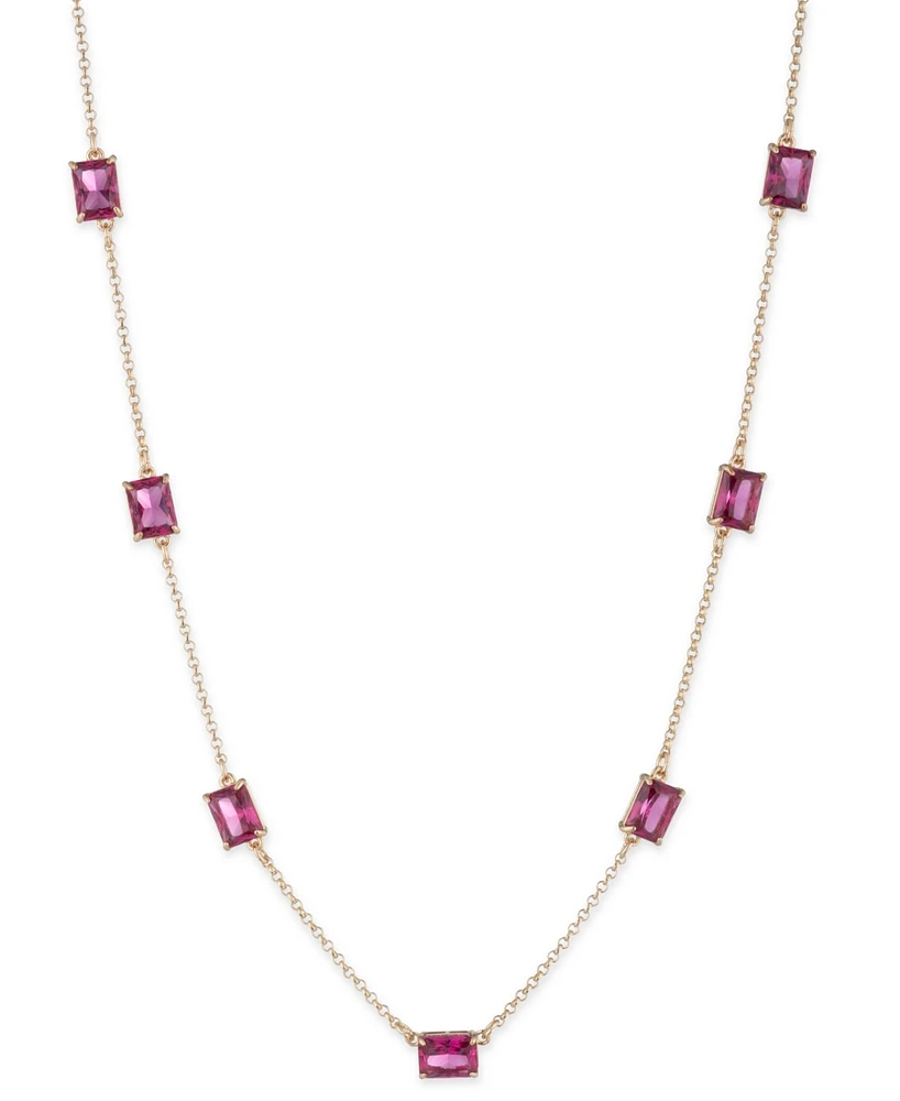 Lauren Ralph Gold-Tone Stationed Crystal Collar Necklace, 16" + 3" extender