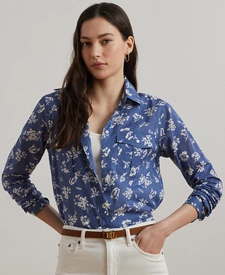 Lauren Ralph Women's Classic-Fit Floral Cotton Voile Shirt