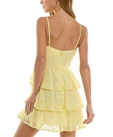 Trixxi Juniors' Keyhole-Front Tiered Sleeveless Mini Dress