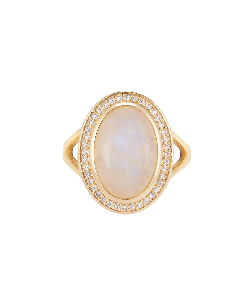 Adornia Fine Moonstone Halo Ring 14k gold vermeil